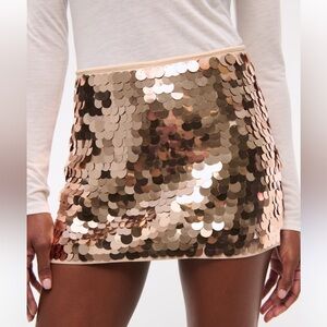 Abercrombie & Fitch Gold Mid Rise Sequined Skort Skirt NWT